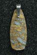 Blue/Green, Agatized Dinosaur Bone (Gembone) Pendant #84757-1